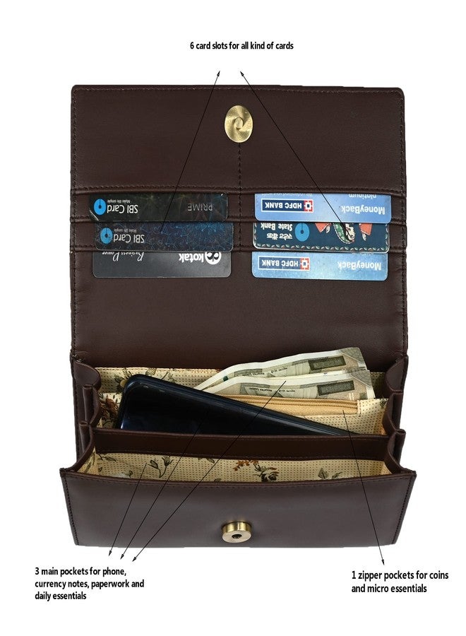 ALSU Women's Trendy Brown Hand Clutch Wallet Jute with Phone Pocket Card Holder (IRF-011br) - Image 5